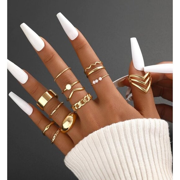 25 Pcs Gold Knuckle Ring Set for Women Stackable Midi Rings Jewelry Gift - Picture 5 of 9